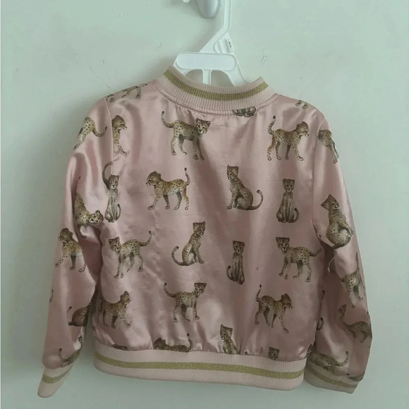 H&M KIDS SATIN BOMBER JACKET PINK CHEETAHS PRINT 3-4 year - Picture 4 of 5